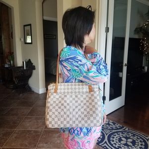 Auth. Louis Vuitton Figueri Damier Azur Handbag